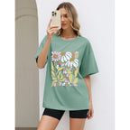 LOMON Oversized Graphic T Shirts for Women Short Sleeve Crewneck Summer Tops Loose Casual Basic Tees