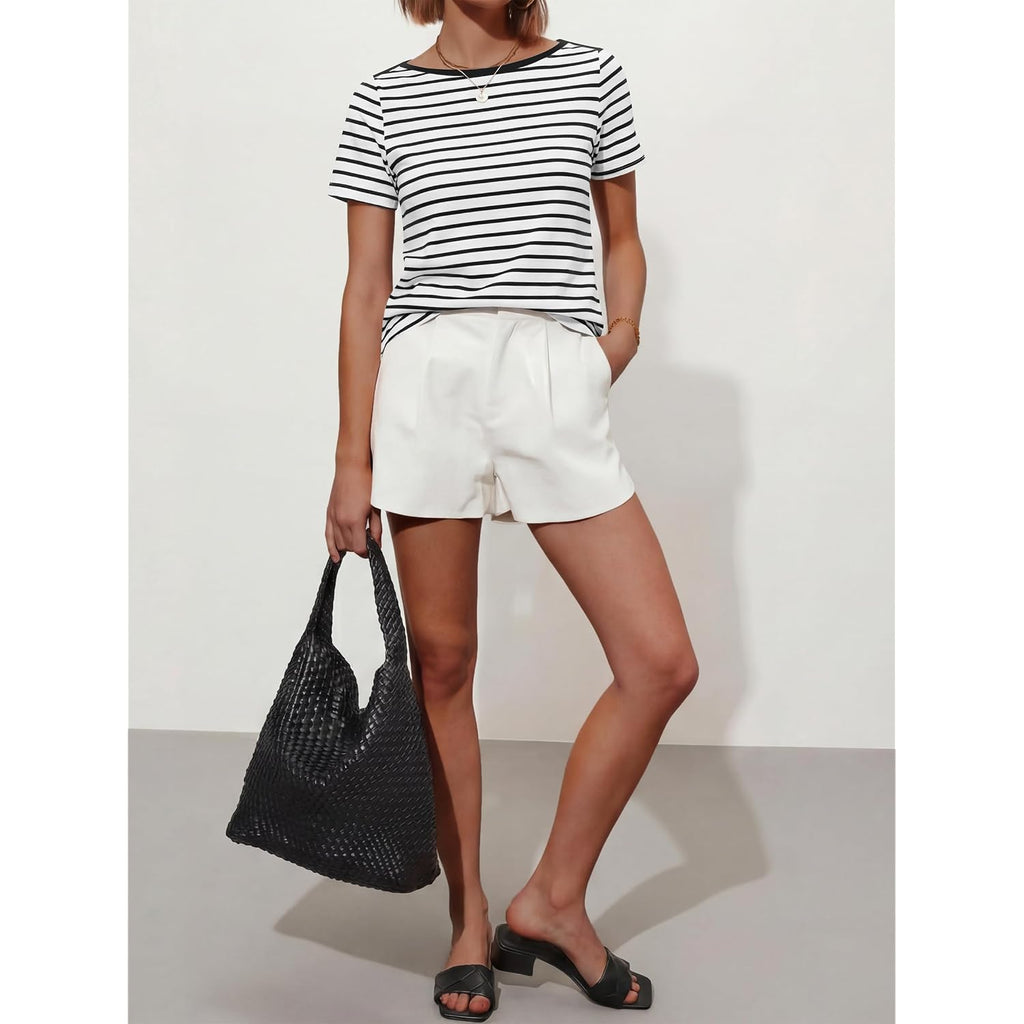 ANRABESS Womens Boat Neck Tops Short Sleeve T-Shirts Causal Fashion Tee Shirts 2026 Summer Spring Clothes