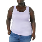 Women's Slim-Fit Scoop Neck Tank Top Black/Lavender