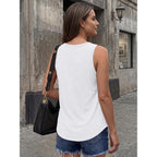 Women's Loose Fit Square Neck Tank Top White