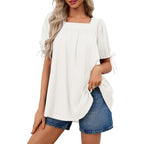 Women's Square Neck Babydoll Tunic Top White