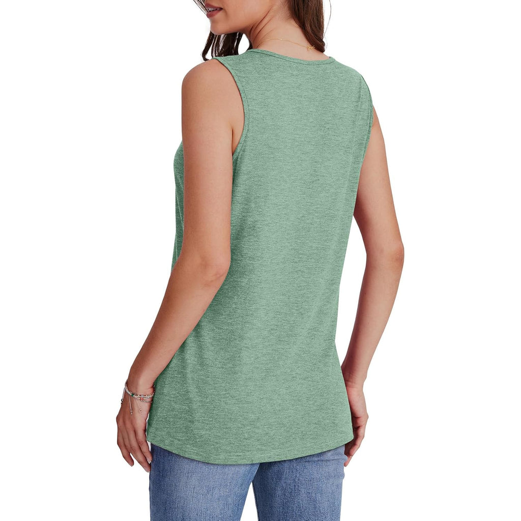 Women's Basic V-Neck Tank Top Bean Green