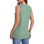 Women's Basic V-Neck Tank Top Bean Green