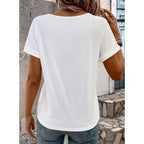 LOLONG Womens Short Sleeve V Neck T Shirts Summer Cut Out Casual Basic Work Tee Tops