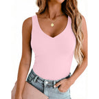 Women's Double Lined V-Neck Tank Top Pink