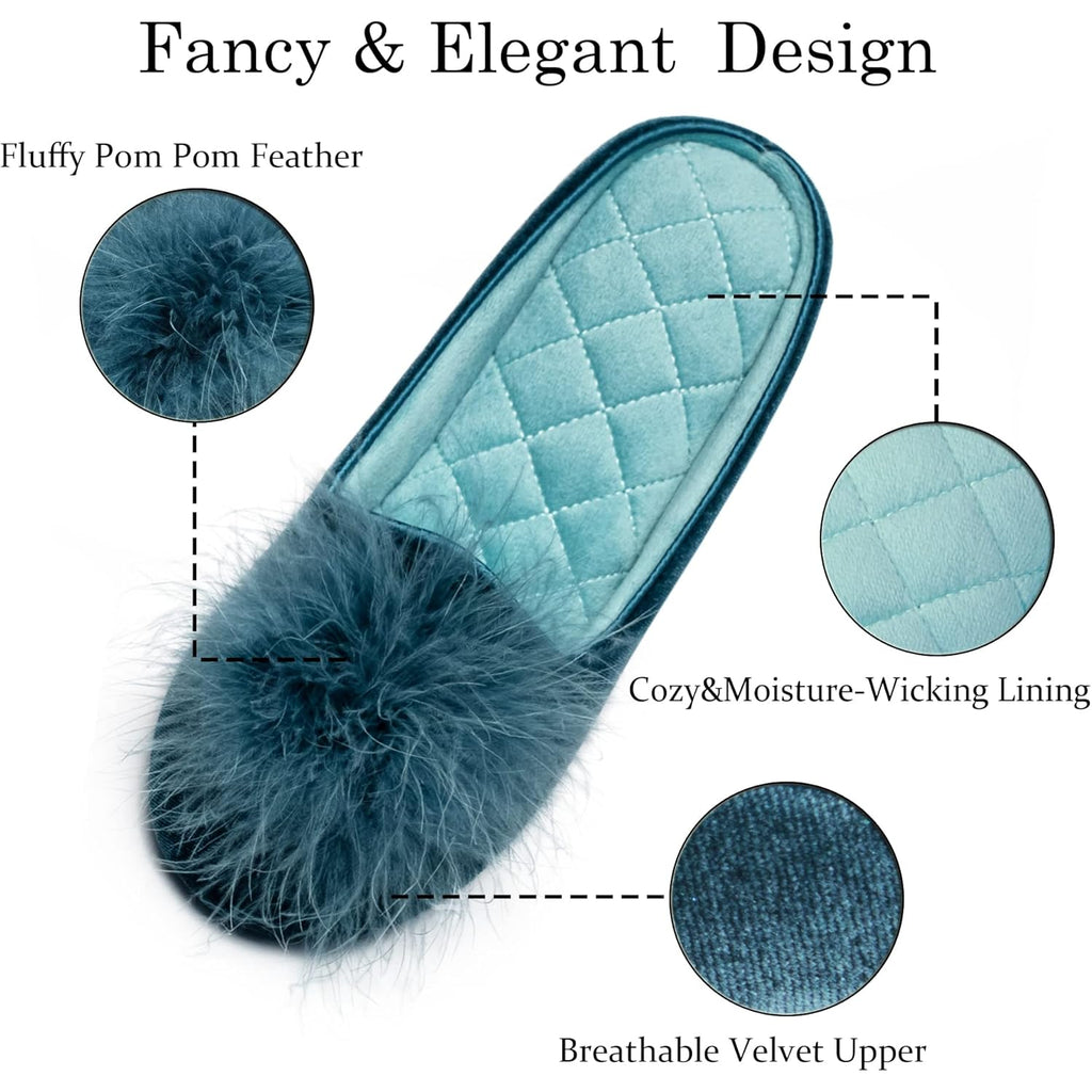 Women's Slippers Velvet Turquoise