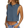 Women's Boxy Workout Crop Tank Top Blue Grey