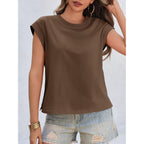 Cicy Bell Womens Cap Sleeve Tops Summer Casual Cotton T Shirts Loose Fit Crew Neck Basic Tee