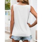 Women's Lace Scoop Neck Tank Top White