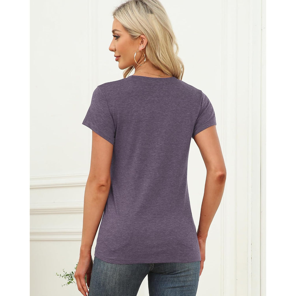 Womens Short Sleeve Tops Summer T Shirts Round Neck Casual Fashion Basic Tee