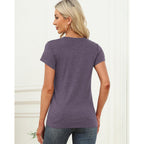 Womens Short Sleeve Tops Summer T Shirts Round Neck Casual Fashion Basic Tee