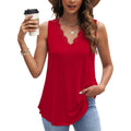 WIHOLL Women's Loose Fit V Neck Lace Sleeveless Summer Tank Top