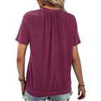2 Pack Summer Tops for Women V Neck Shorts Sleeve Casual Ruched Tops Women T Shirts Clothes Trendy 2026