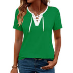 LOMON Womens Criss Cross Short Sleeve T-Shirts V-Neck Floral Summer Blouse Tops