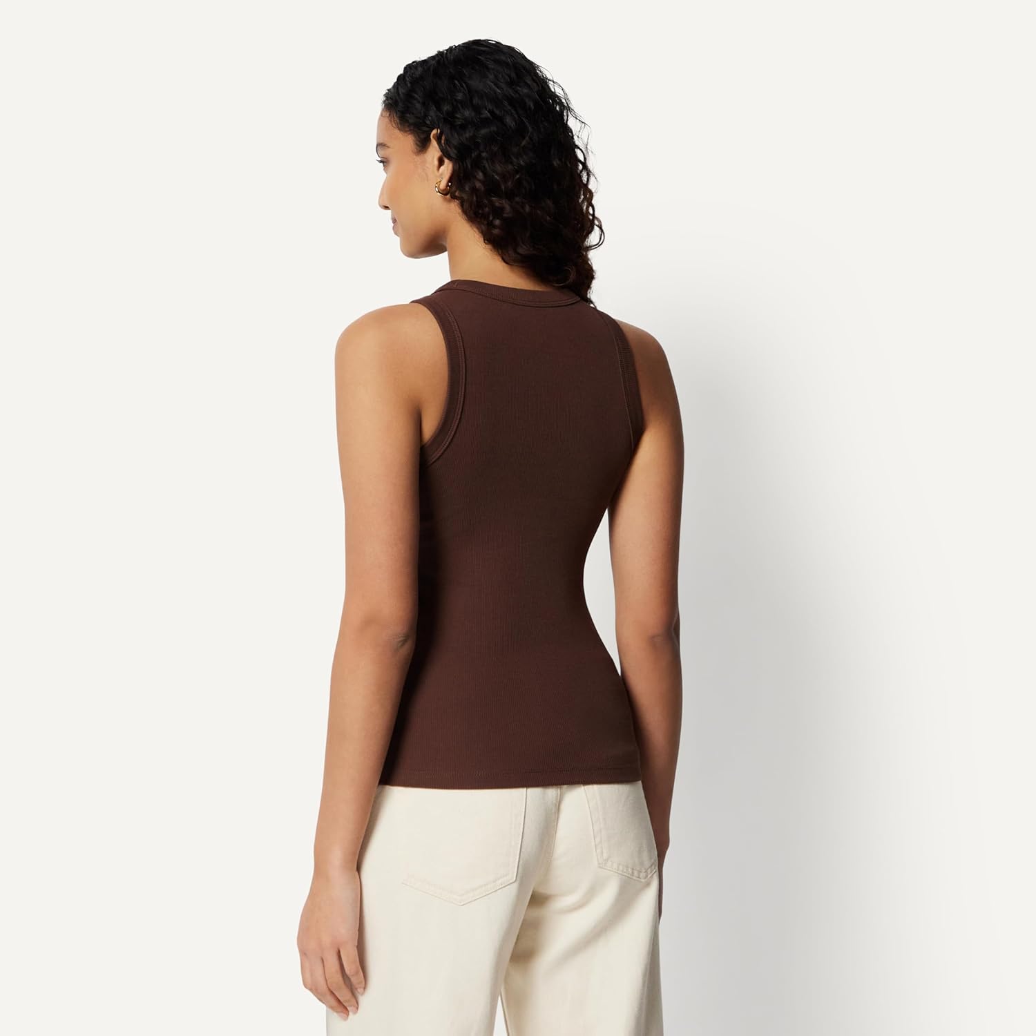 Women's High Neck Ribbed Tank Top Rich Hazel