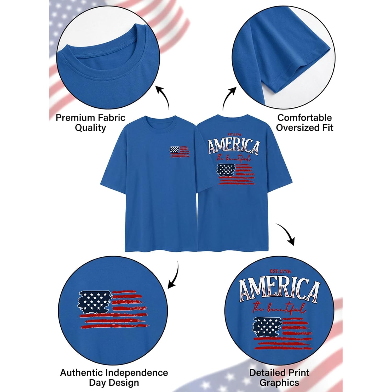 250 Anniversary USA Shirt Women Oversize American Flag Tshirt 4th of July Graphic Tees Patriotic Short Sleeve Tops