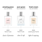 philosophy pure grace eau de parfum - crisp & clean women's perfume - with notes of water lily, leafy greens & musk - long lasting fragrance - 2 fl oz