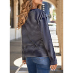 Dokotoo Women's 2026 Fall Summer Casual Long Sleeve Tops Lightweight Crew Neck Knit Basic Striped T Shirts