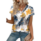 Womens T Shirts V Neck Cap Sleeve Summer Tops Basic Women Blouses Beach Vacation Spring Clothes