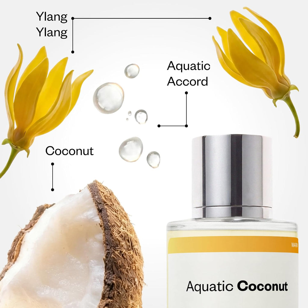 Dossier - Aquatic Coconut - Inspired by Beach Walk - Eau de Parfum - Long-Lasting Fragrance - Unisex - 1.7 fl oz (50ml)
