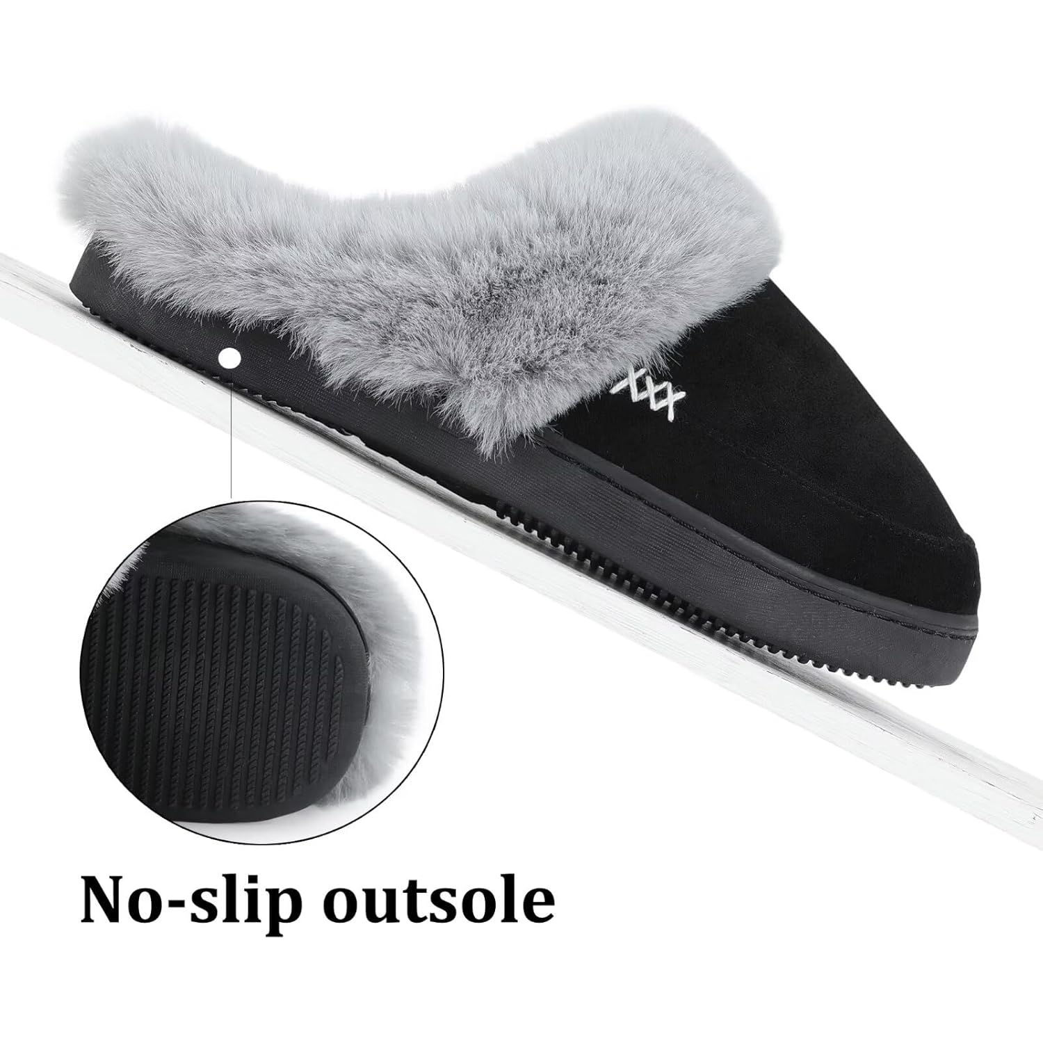 Women's Slippers Suede Black