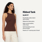 Women's High Neck Ribbed Tank Top Rich Hazel