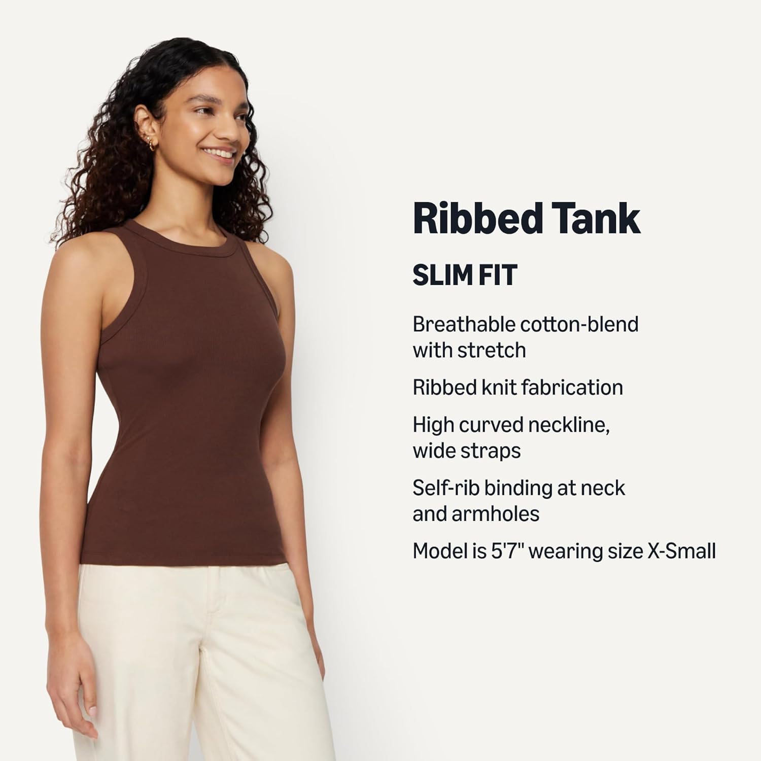 Women's High Neck Ribbed Tank Top Rich Hazel