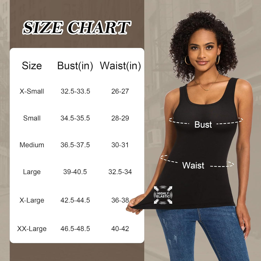 Women's Ribbed Scoop Neck Tank Top Olive Green/Dark Blue/Nude/White/Black