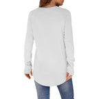Women's Thumb Hole Crew Neck Tunic Top White