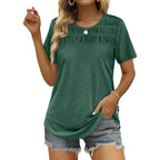 Women's Smocked Crewneck Tunic Top Green