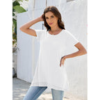 Women's Layered Chiffon Hem Tunic Top White
