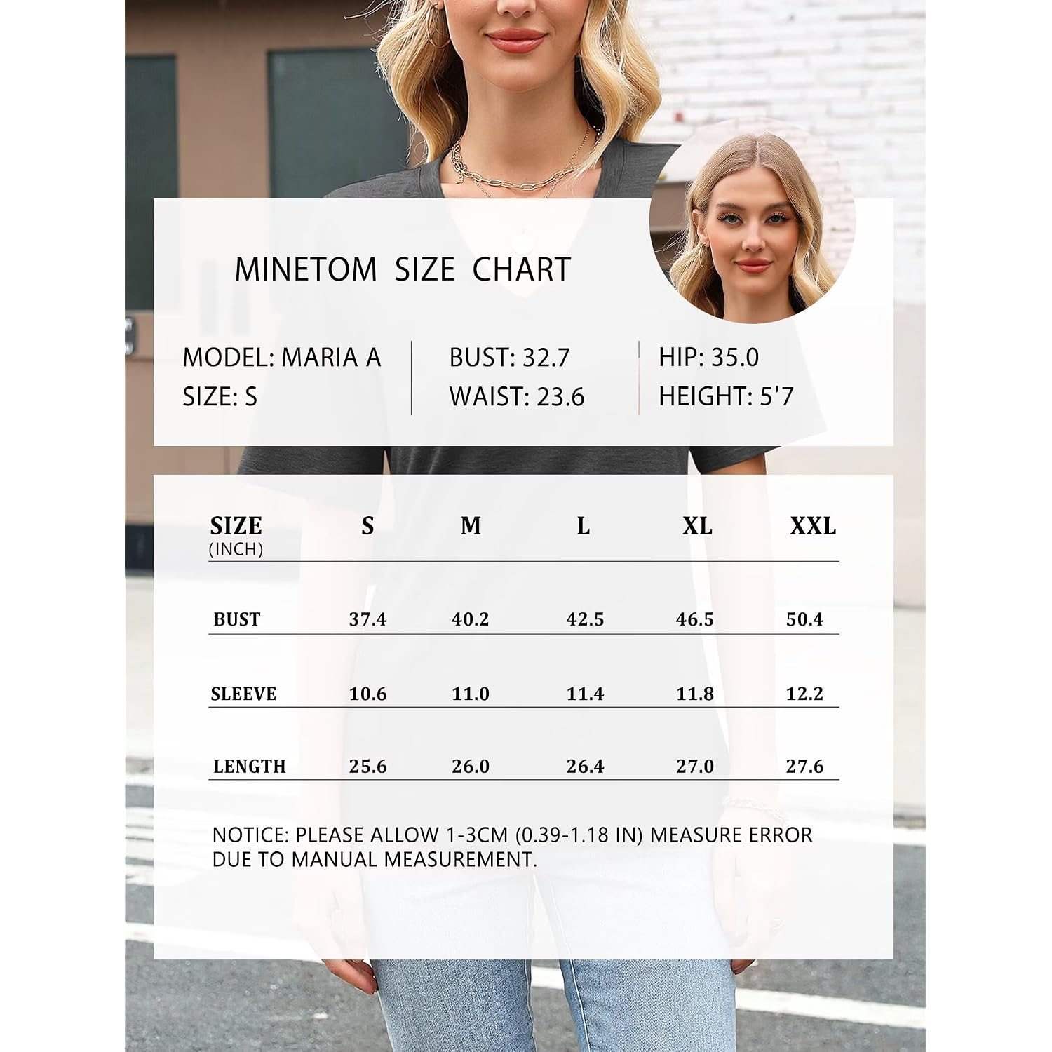 Minetom Women's V Neck T Shirts Casual Half Sleeve Tops Basic Summer Tees