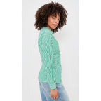 Women's Carayln Top  Button Down Shirt Emerald Stripe