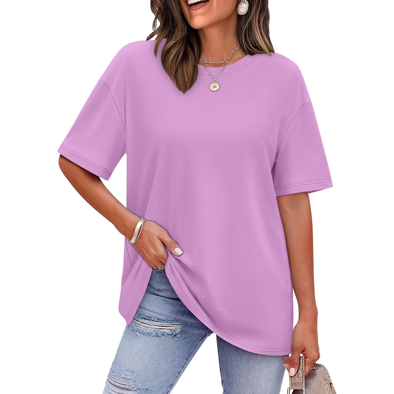 WIHOLL Oversized Tshirts for Women Summer Tops Short Sleeve T Shirts Beach Vacation Clothes Travel Outfits Fashion 2026