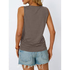 Women's Square Neck Ruched Tank Top Coffee Grey