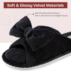 Women's Slippers Bow Velvet Black