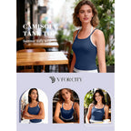 V FOR CITY Womens Built in Bra Tank Top Halter Cotton Adjustable Spaghetti Straps Crop Cami Shirt 2026