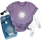MaQiYa Womens Cute Sunflower Graphic Printed Tee Shirts Vintage Short Sleeve Cotton Shirts Tops