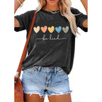 YEXIPO Womens Graphic Tees Short Sleeve Summer Tops Funny Letter Print Crew Neck Casual Loose Cute T Shirts