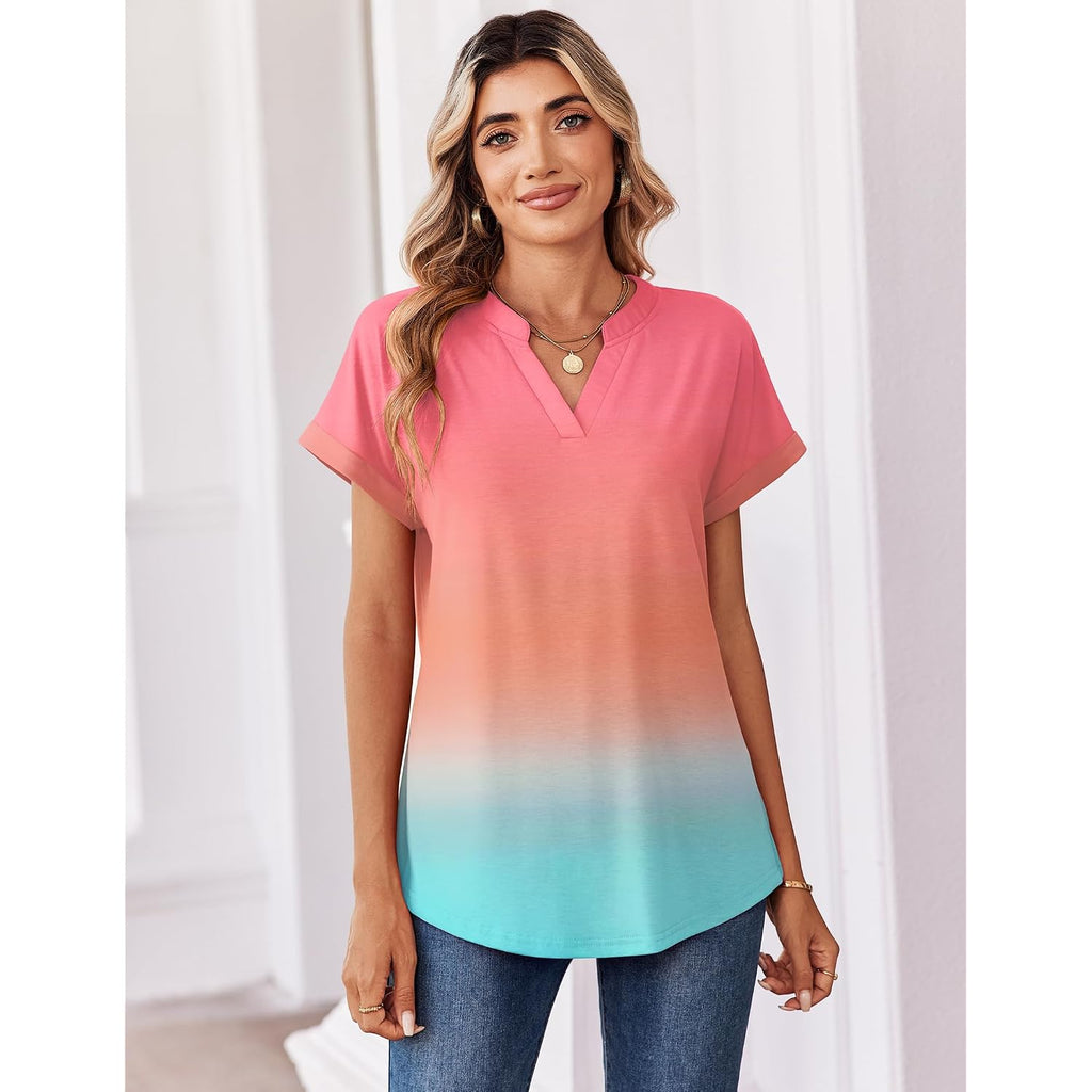 Zeagoo Womens Tops Short Sleeve Summer V Neck Shirts Work Blouses Business Outfits Fashion Clothing