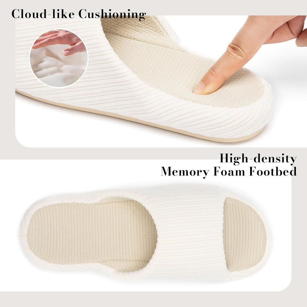Women's Slippers Corduroy White