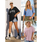 Women's Oversized V-Neck Tunic Top Light Brown