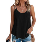Women's Flowy Scoop Neck Tank Top Black