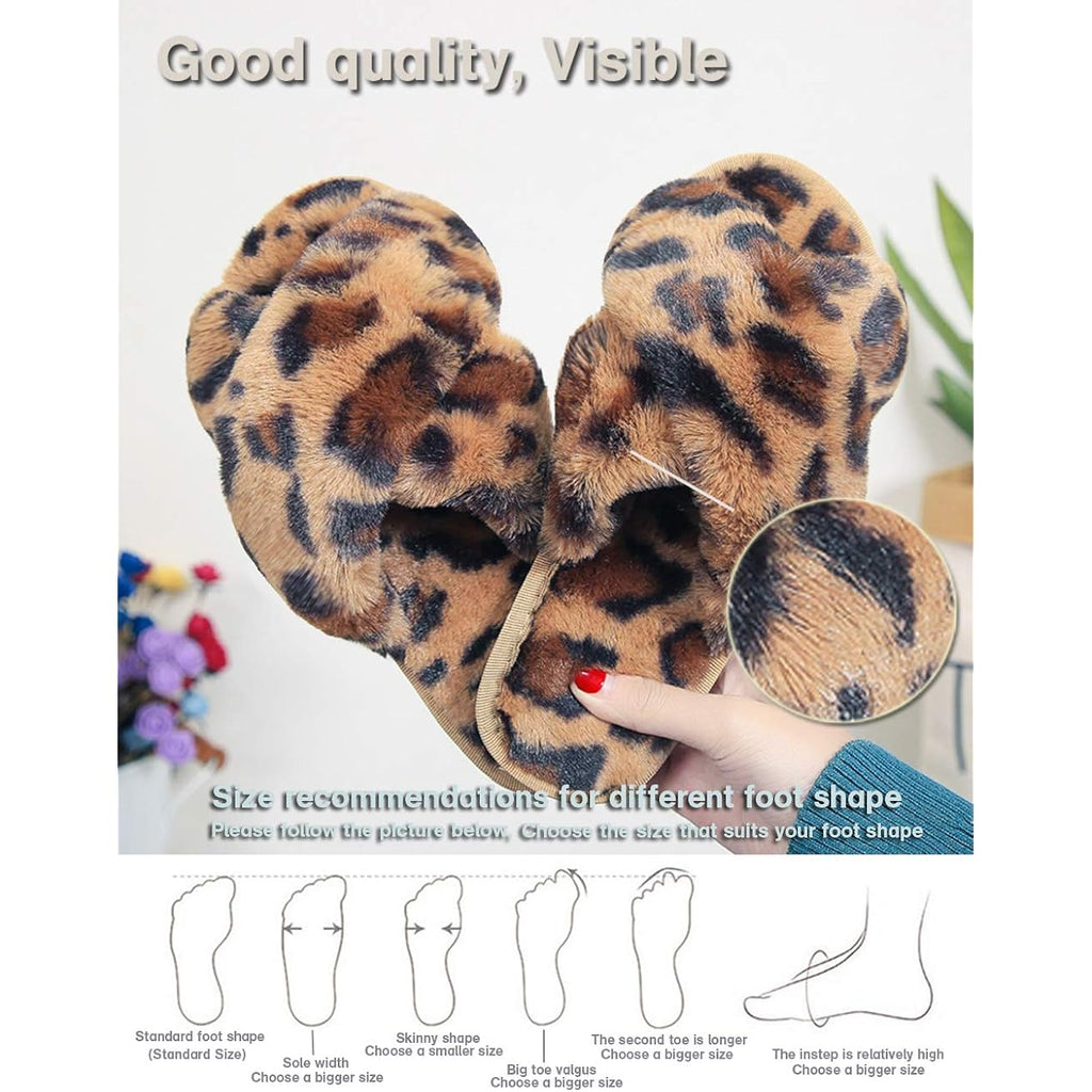 Women's Slippers Crossband Brown Leopard