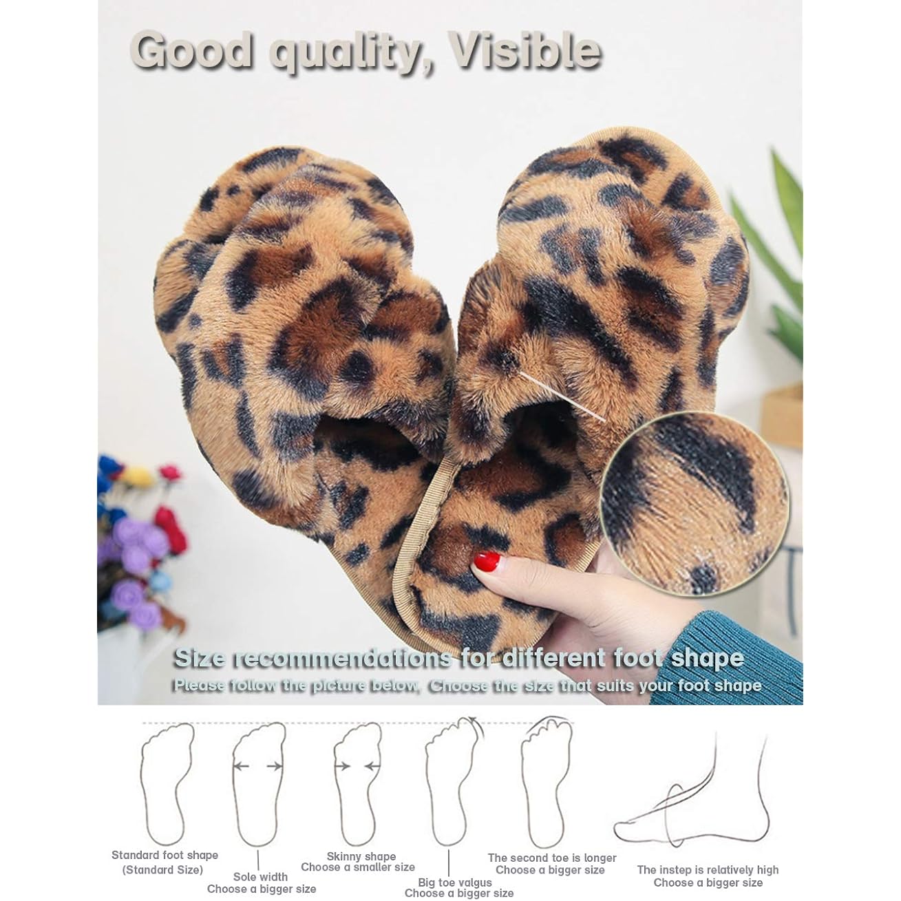 Women's Slippers Crossband Brown Leopard