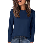 ANRABESS Long Sleeve Shirts for Women,Soft Stretchy Wrinkle-Free Tops,Casual Crew Neck T Shirt for Work Daily Fall