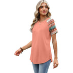 WIHOLL Summer Tops for Women 2026 Trendy Short Sleeve Shirts Crew Neck Tops Curved Hem Fashion Clothing
