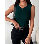 Women's Ribbed Racerback Tank Top Deep Green