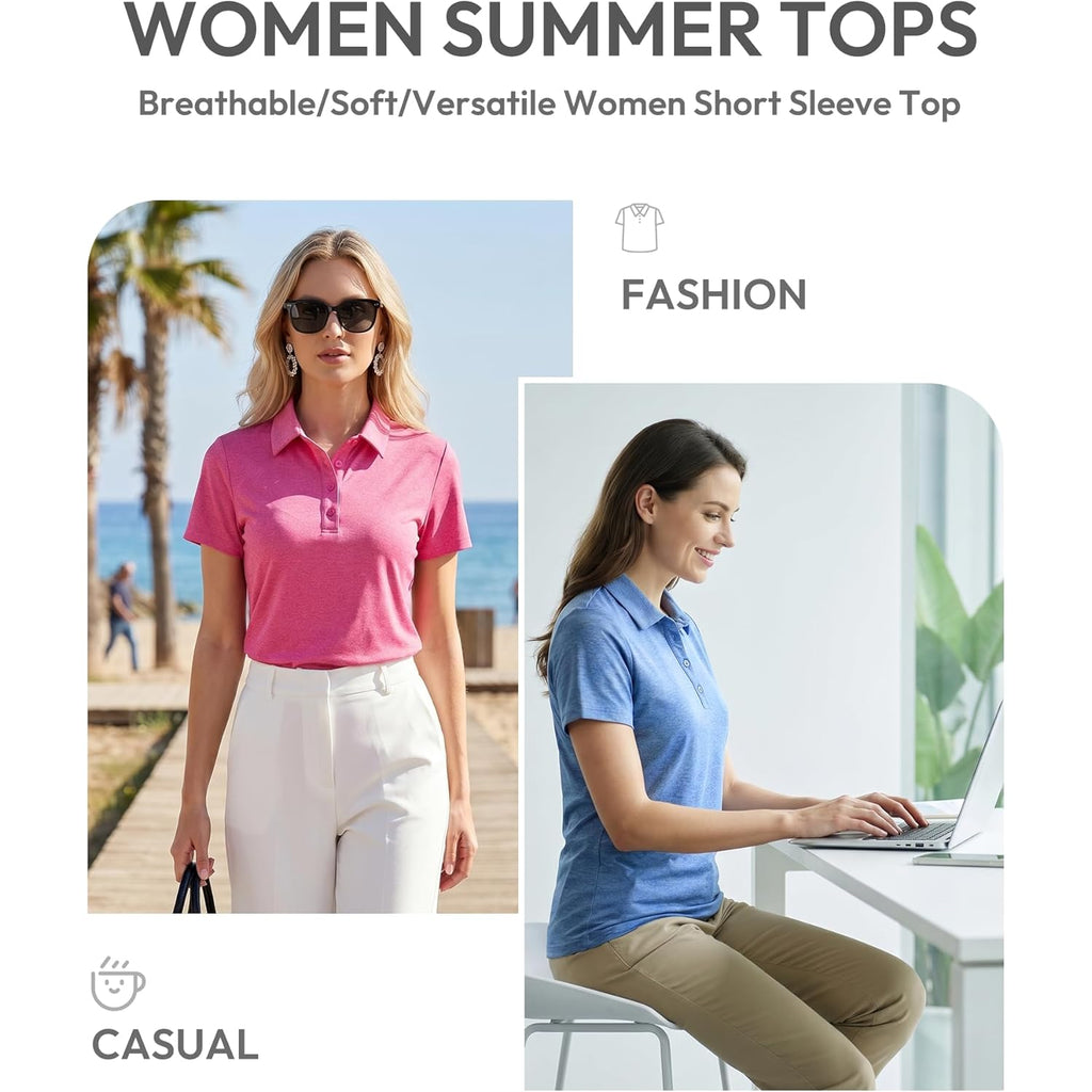 Women's Athletic Quick Dry Polo Shirt Black/White/Purple/Light Green/Army Green