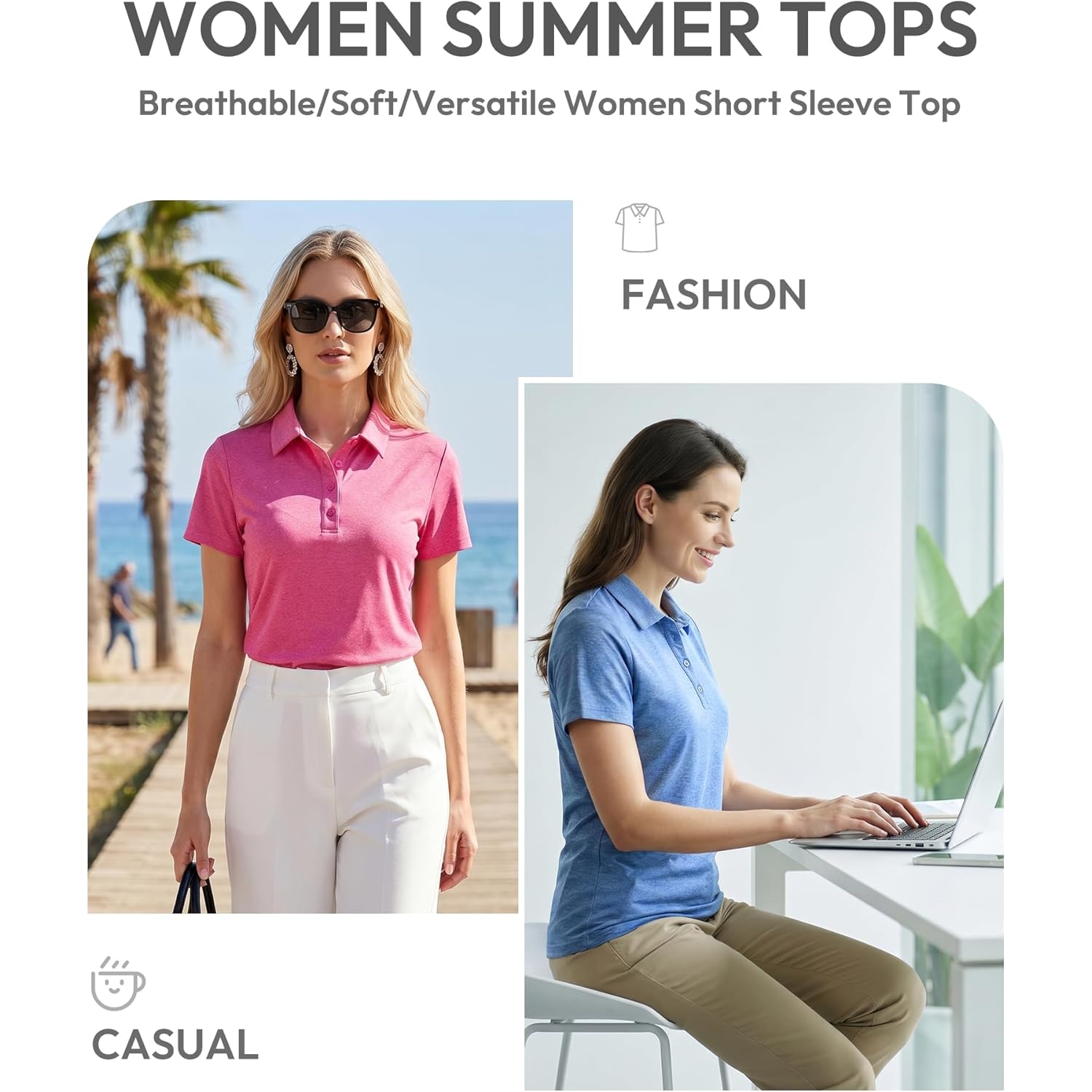 Women's Athletic Quick Dry Polo Shirt Black/White/Purple/Light Green/Army Green
